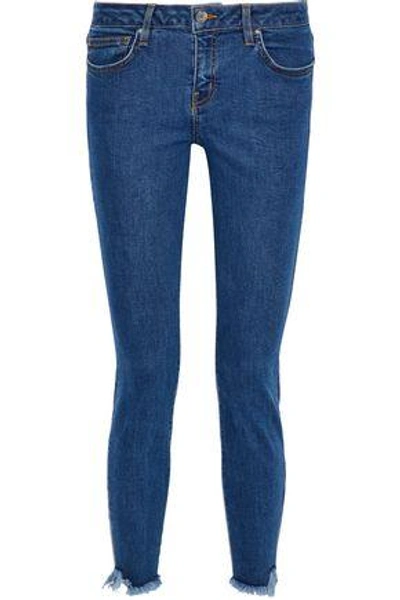 Iro Jarod Cropped Frayed Mid-rise Skinny Jeans In Mid Denim