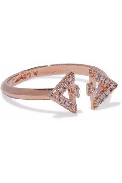 Astrid & Miyu Woman Fitzgerald Triangle Rose Gold-tone Crystal Ring Rose Gold