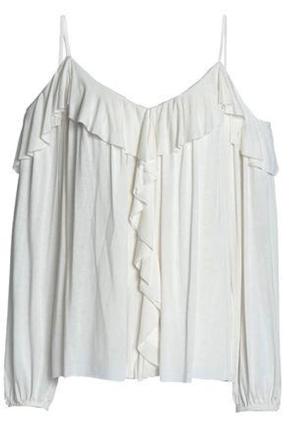 Bailey44 Bailey 44 Woman Cold-shoulder Draped Stretch-modal Jersey Top Ivory