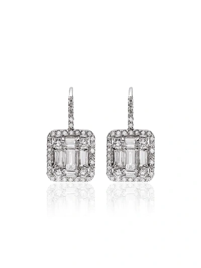 Mindi Mond White Gold Classic Clarity Halo Diamond Earrings In Metallic