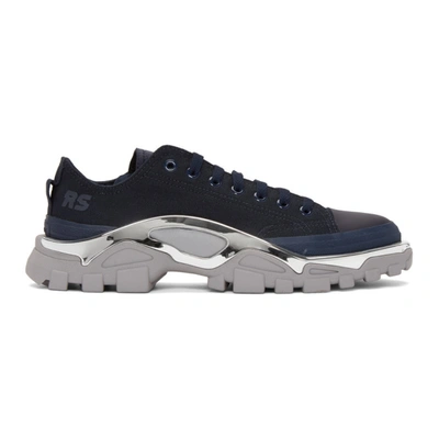 Raf Simons Adidas Originals Detroit Runner Rubber-trimmed Canvas Sneakers In Midnight Blue