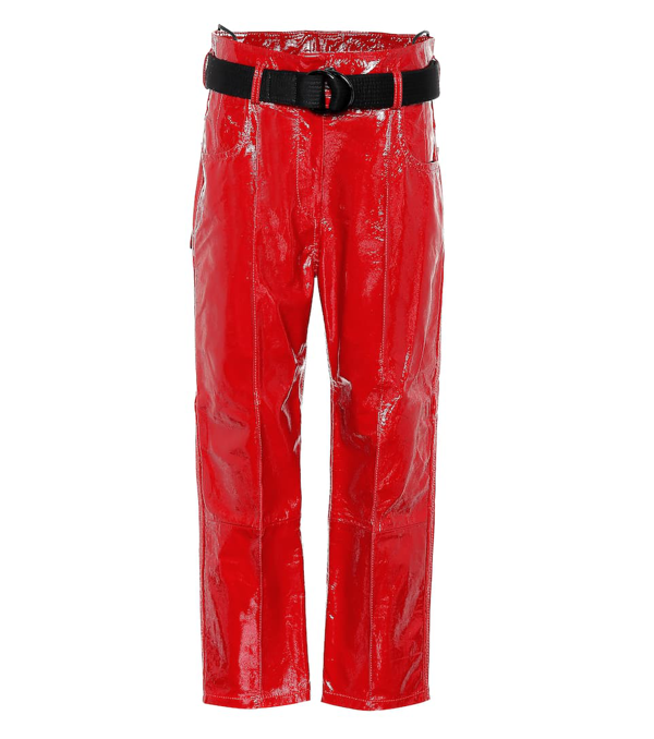 red patent leather pants