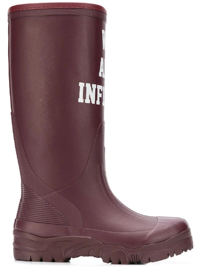Undercover Printed Rubber Boots In Red