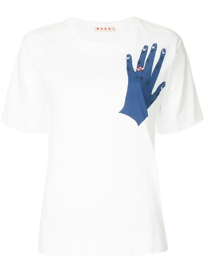 Marni Hand Print T-shirt In White