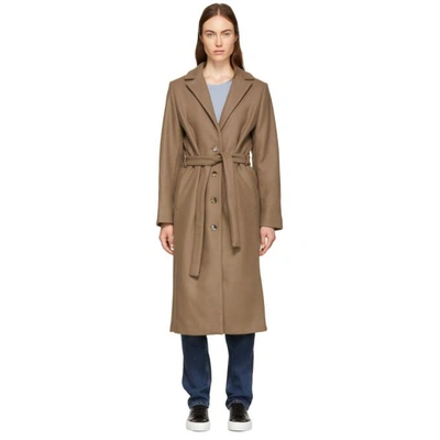 Won Hundred Brown Marina Belted Coat In 6017 Wood