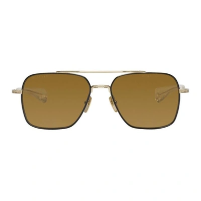 Dita Black And Gold Flight-seven Sunglasses In Gold/dk.brn