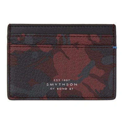 Smythson Red And Black Camo Burlington Card Holder In 1021708.oxb