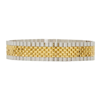 Alexander Wang Gold And Silver Watch Band Choker In 000 Sil/gol