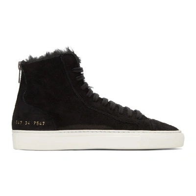 Common Projects Tournament Shearling-lined Suede High-top Sneakers In 7547 Black