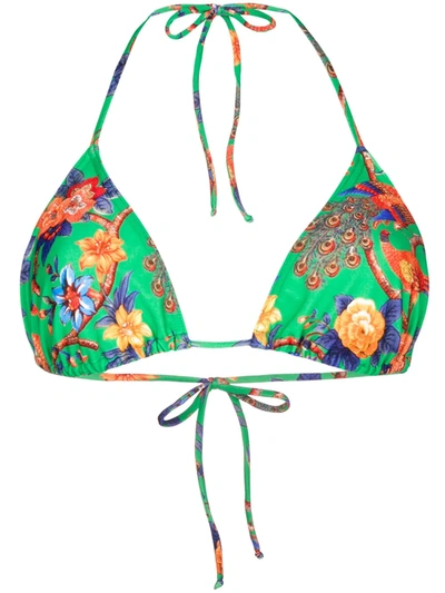 La Doublej Pavone Verde Bikini Top In Green