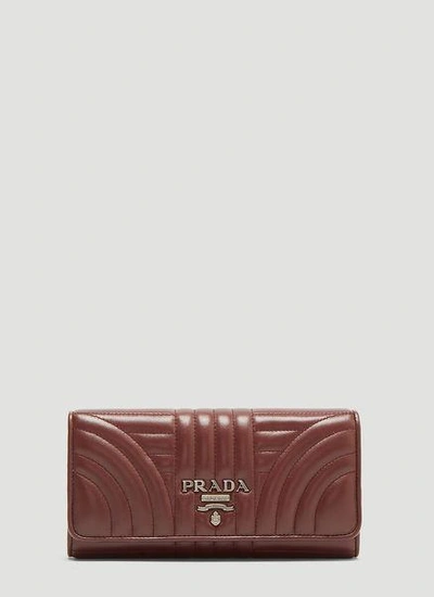 Prada Diagramme Leather Wallet In Burgundy