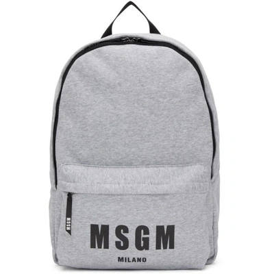 Msgm Grey Logo Jersey Backpack In 030 Grey