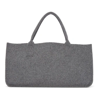 Tricot Comme Des Garcons Grey Wool Melton Rectangular Tote In 3 Gray