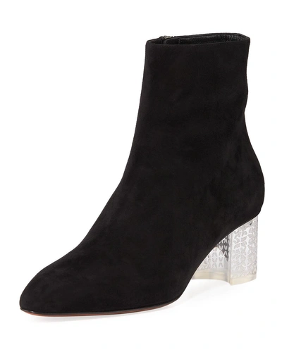 Alaïa Suede Ankle Boots With Plexi Heel In Black