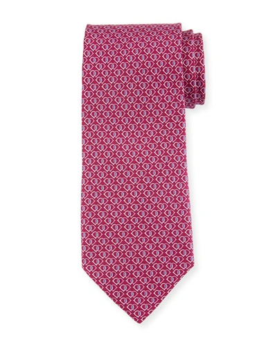 Ferragamo Fiocco Gancini Printed Silk Tie, Pink