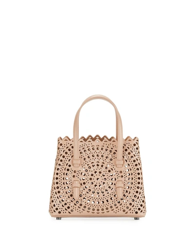 Alaïa Micro New Vienne Laser-cut Leather Tote Bag In Beige