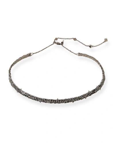 Alexis Bittar Crystal Encrusted Spike Choker Necklace, Black In Black/silver