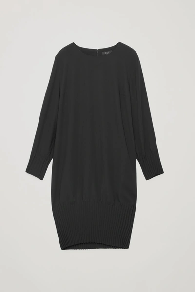 Cos Pleated Dress In Black