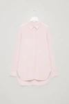 Cos Long Cocoon Silk Shirt In Pink