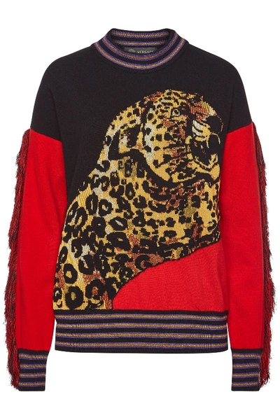 Versace Pillow Talk Jaquard Wool And Cashmere-blend Sweater In Multicolor