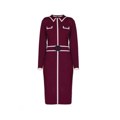 Rumour London Claire Knitted Jacquard Dress In Mulberry