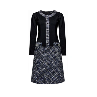 Rumour London Beatrice Jersey Dress With Blue Tweed Skirt
