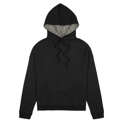 Raf Simons Black Hooded Cotton Sweatshirt In Black And White
