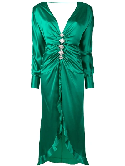 Alessandra Rich Crystal-embellished Silk-satin Dress In Green