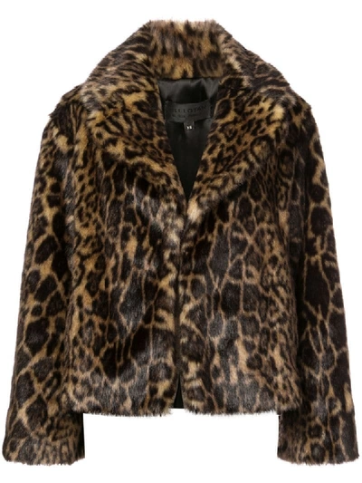 Nili Lotan Sedella Leopard-print Faux Fur Coat In Brown