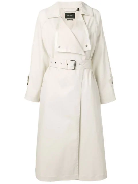Isabel Marant Longline Stretch-Cotton Trench Coat In 23Ec Ecru | ModeSens