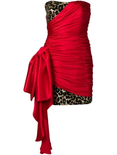 Redemption Draped Dress With Detail In Animal Print,red