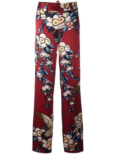 Dsquared2 'blossom' Print Trousers In Red