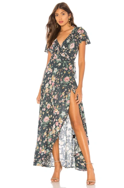 Auguste Spring Rose Wrap Maxi Dress In Navy