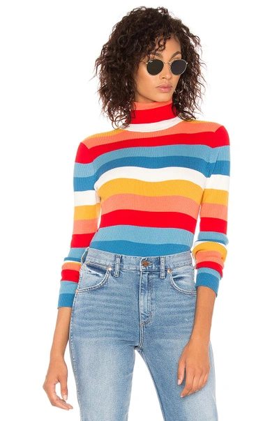 Wrangler Rainbow Stripe Rib Sweater In Orange