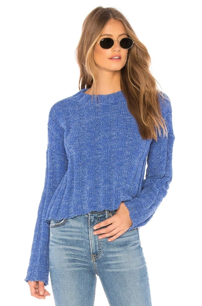 Minkpink Chenille Rib Knit Sweater In Blue.