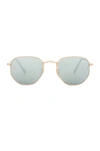 Ray Ban Hexagonal Flat In Gold & Silver Flash