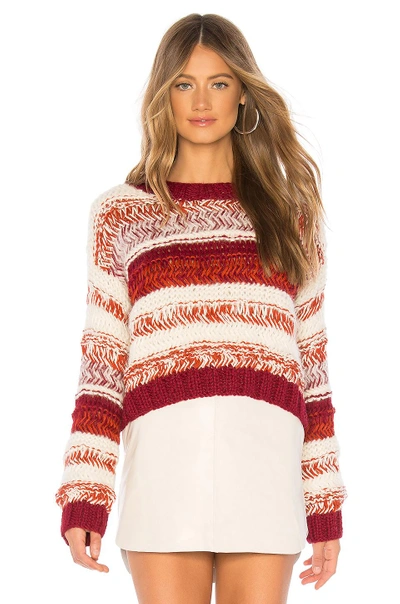 Ayni Nova Sweater In Ivory  Tangerine & Burgundy