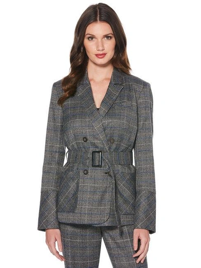 Shelli Segal Laundry By  Brixton Plaid Belted Blazer In Black