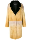 Numerootto Fur Long Coat In Yellow