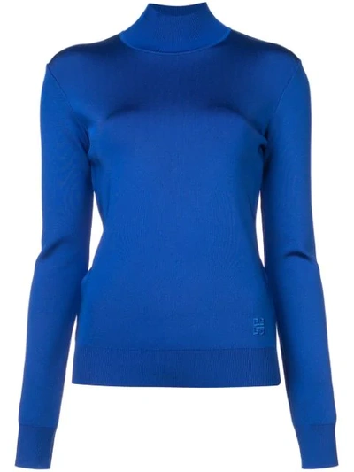 Givenchy High Neck Fitted Top - Blue
