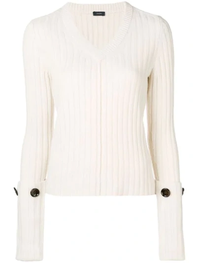 Joseph Knit V-neck Jumper - Neutrals