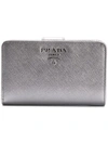 Prada Foldover Snap Wallet - Metallic