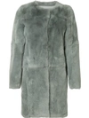 Yves Salomon Meteo Rex Coat In Bleu Glacier A7083