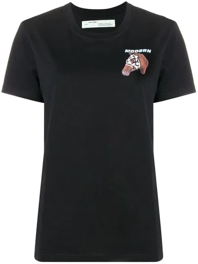 Off-white Horse-print Cotton-jersey T-shirt In Black Multicolor