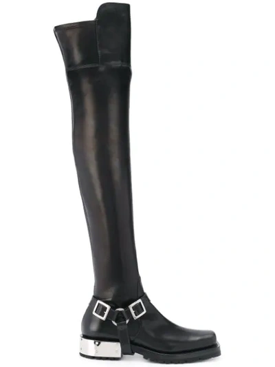 Ermanno Scervino Buckled High Boots In Black
