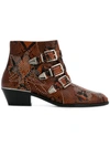 Chloé Susanna Python Ankle Boots In Brown