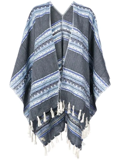 Lemlem Fringed Striped Kimono In Blue