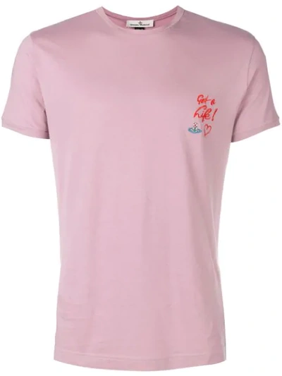 Vivienne Westwood Embroidered Slogan T-shirt - Pink