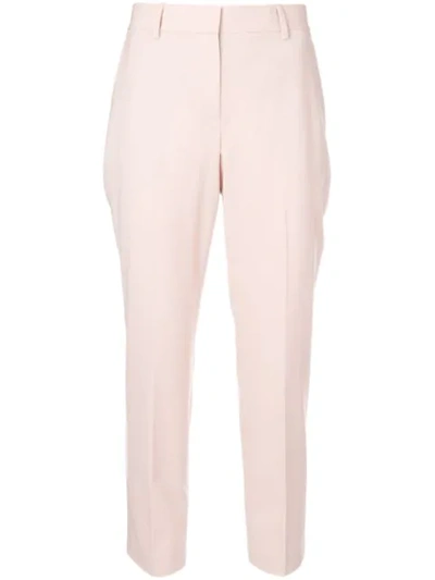 Theory Cropped High Waisted Trousers In Pink