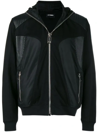Les Hommes Hooded Technical-style Jacket In Black